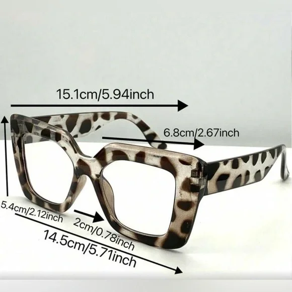 ✨NEW Leopard Print Square Frame Glasses - Picture 5 of 8
